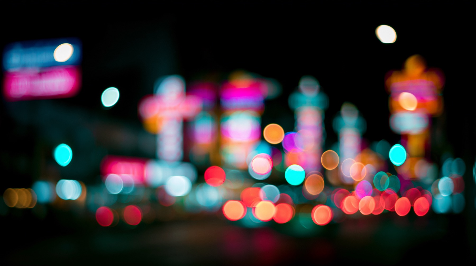 extreme defocus of bangkok neon signs at night